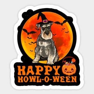 Funny Miniature Schnauzer Dog Halloween Happy Howl O Ween Sticker